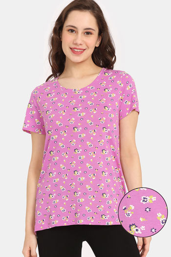 Buy Rosaline Bloom Fest Knit Cotton Top - Phlox Pink